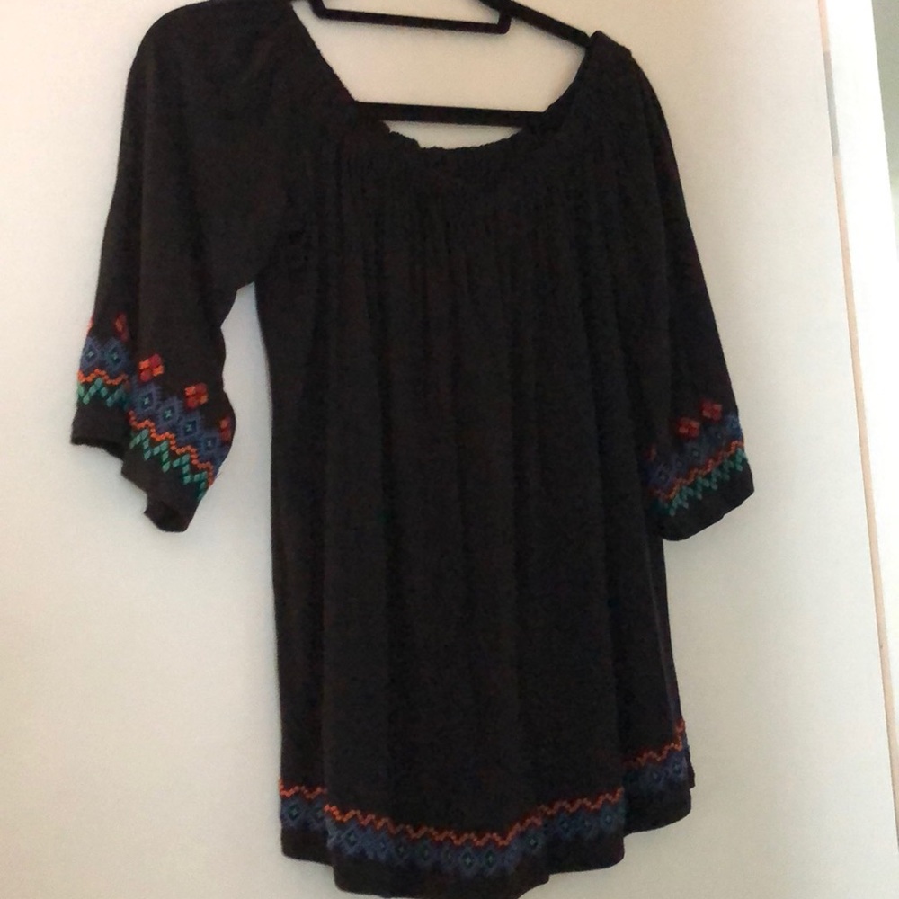 Off Shoulder Black Shirt with embroidery Detail